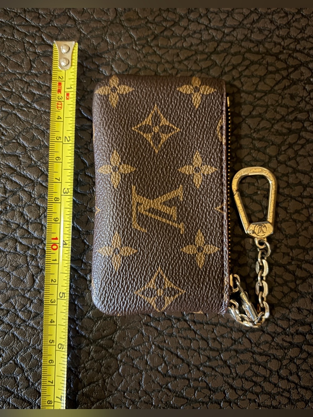 Louis Vuitton Brown Monogram Zip Coin Pouch with Gold Chain - Picture 5 of 8